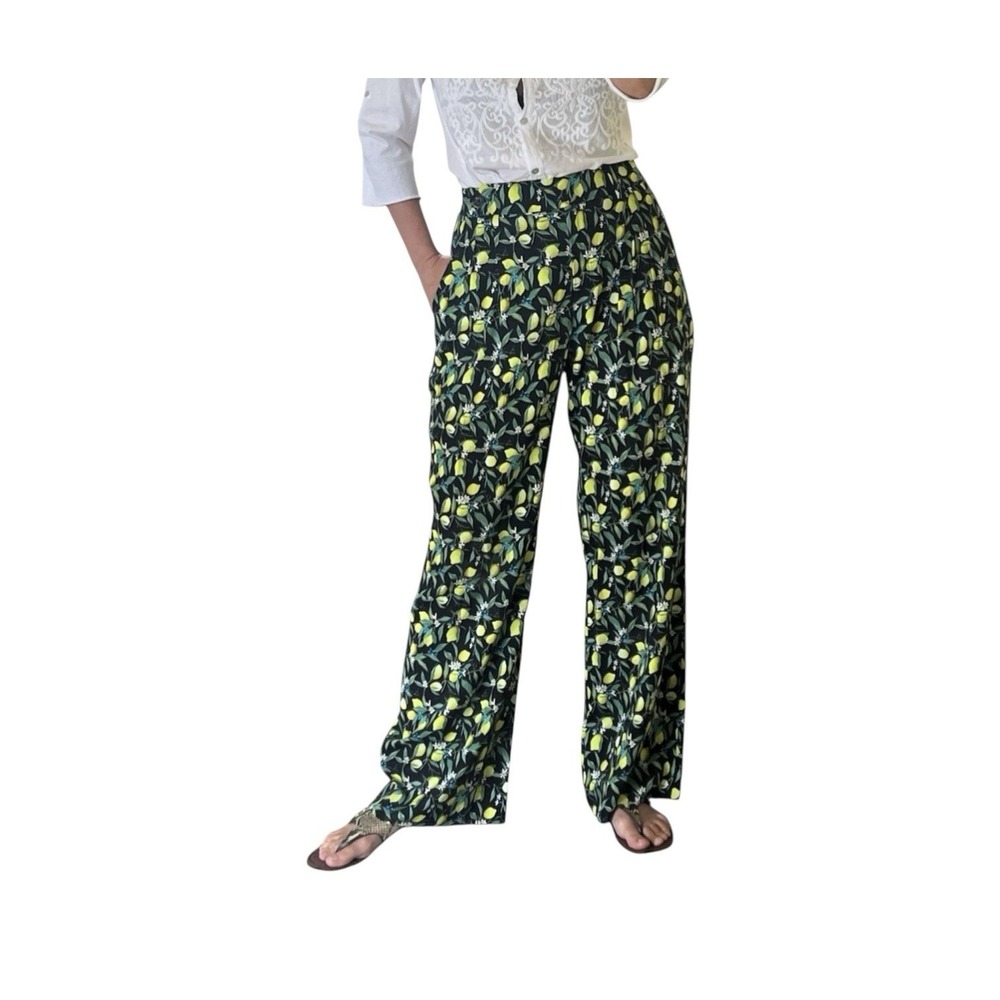 New WILDFANG THE EMPOWER WIDE LEG LEMON TROUSER Pants Women's Size 6 Pockets